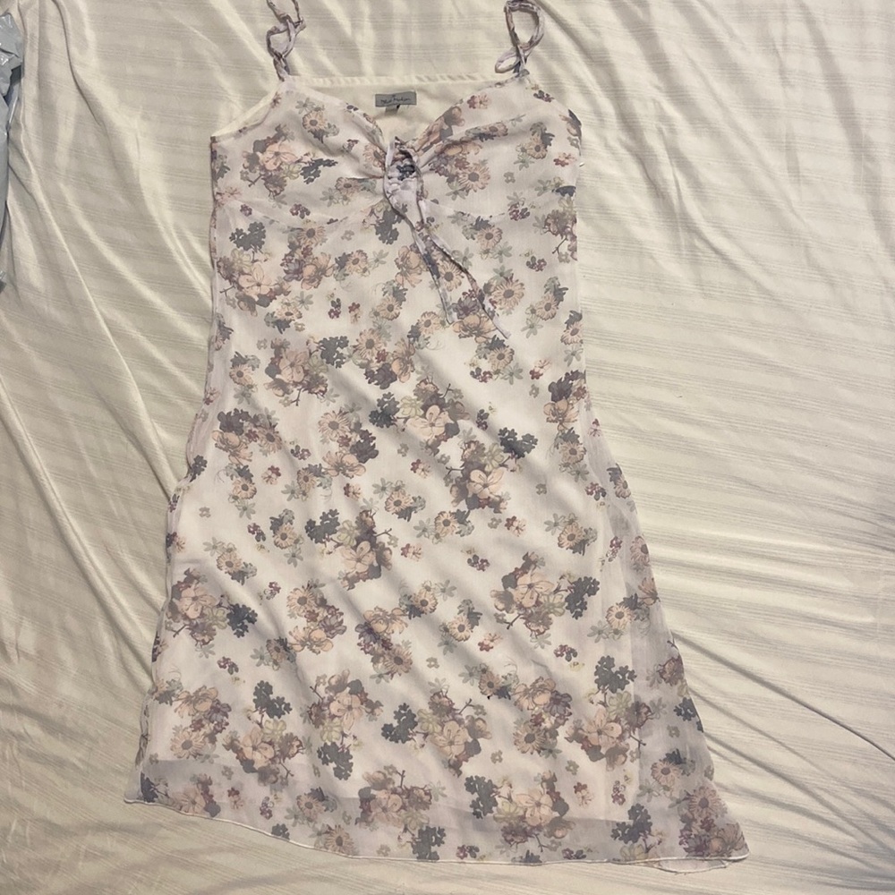 Flowy lace floral dress. Lavender , pink and pastel colors